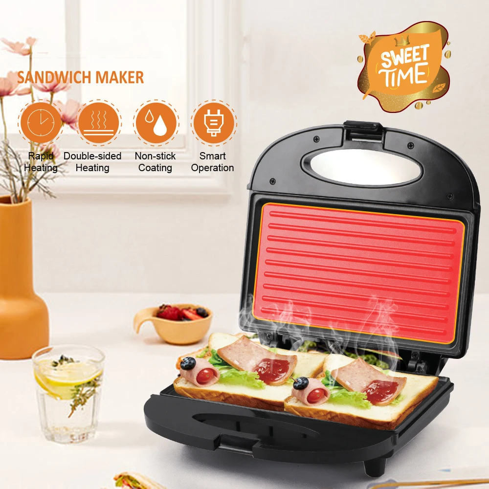 750w electric sandwich maker nonstick panini waffles maker egg bubble cake oven bread toaster breakfast machine 220v eu plug free global shipping