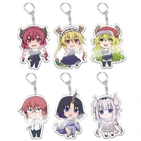 hot anime miss kobayashis dragon maid keychain double side transparent acrylic key chain ring teens fans collection child gift