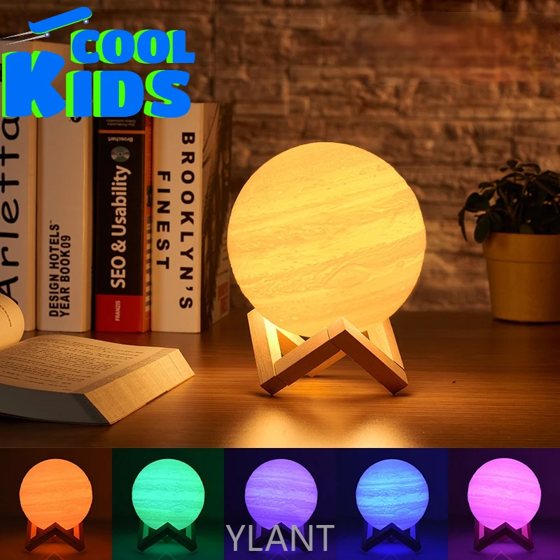 

2021 New 3D Printing Earth Lamp Rechargable Planet Night Light For Bedroom decoration Galaxy Lamp Valentine's Children's Gift