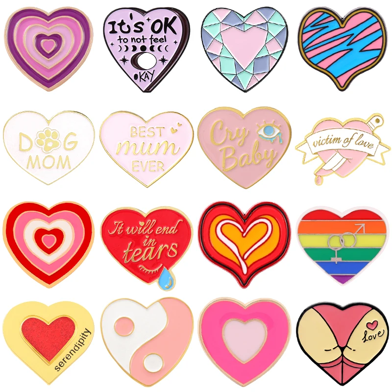 

Cute Sweet Pink Hearts Enamel Pins Geometric Lines Sexy Bikini Hearts Couples Alloy Brooches Badges Fashion Women Jewelry Gifts