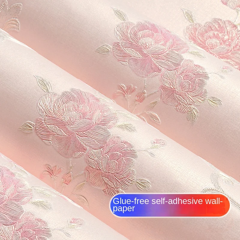 

European Pastoral Self-adhesive Wallpaper Warm Bedroom Decoration Sticker Living Room TV Background Wall Room 3D Wallpaper