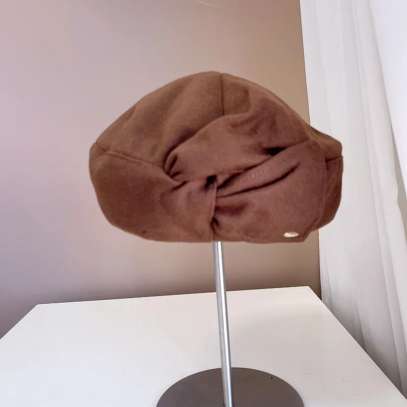 Восьмиугольная шляпа газетчика женская зимняя шерстяная шапка с козырьком