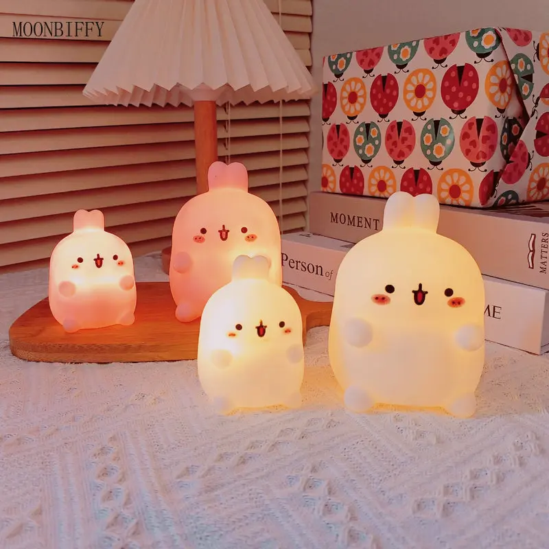 

Cute Rabbit Shape Cartoon Warm Light LED Button Battery Night Lamp Bunny Light for Kids Baby Toy Gift