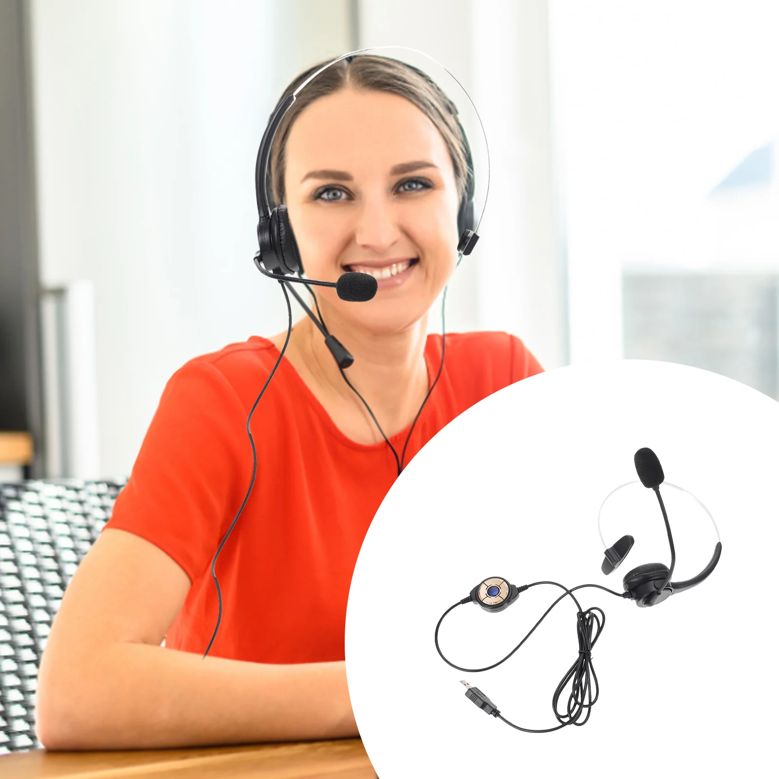 

Head-mounted Earphone Wired Computer Headphone Customer Service Headset Headphone With Mic for Men Adults Workers