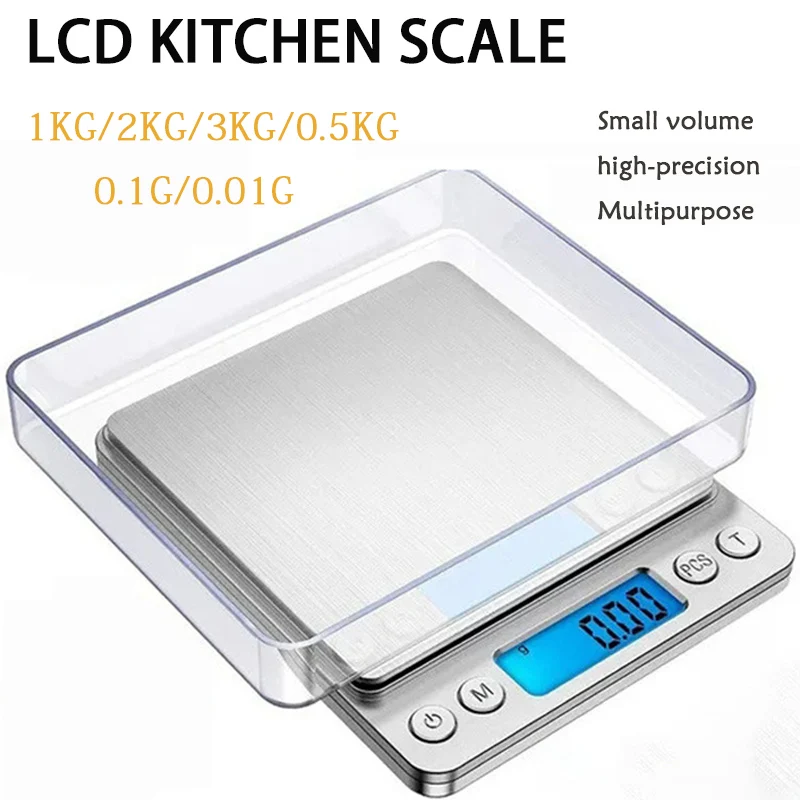

LCD Kitchen Scale 0.5/1/2/3KG Electronic Scale Household Measuring Scale Vegetable Fruit Jewelry Digital Weighing Scale