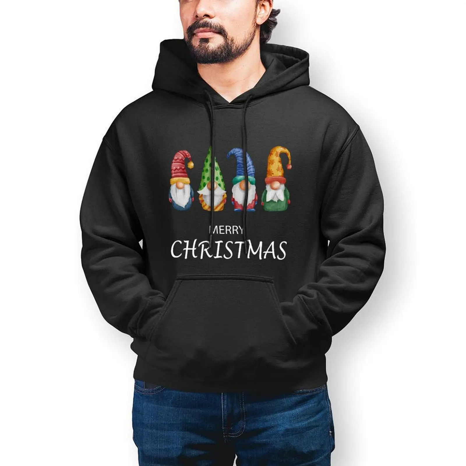 

Merry Christmas Gift Essentials Hoodies Spring Cute Gnomes In Plaid Hats Streetwear Hooded Shirt Couple Hip Hop Pullover Hoodie