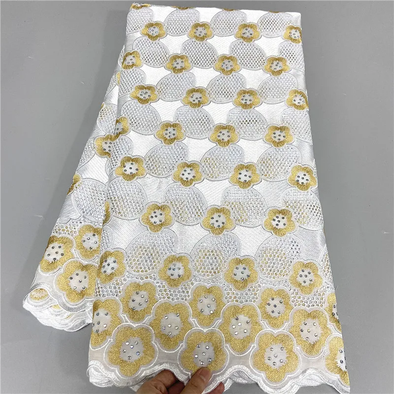 

5 Yard Newest Hot Selling French Lace with Sequins African Tulle Cord Lace Net Embroidered Fabric For Wedding Party
