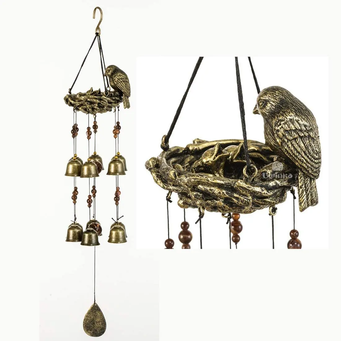 Bwinka новейшие ветряные колокольчики с птицами и гнездом бронзовые Изящные для
