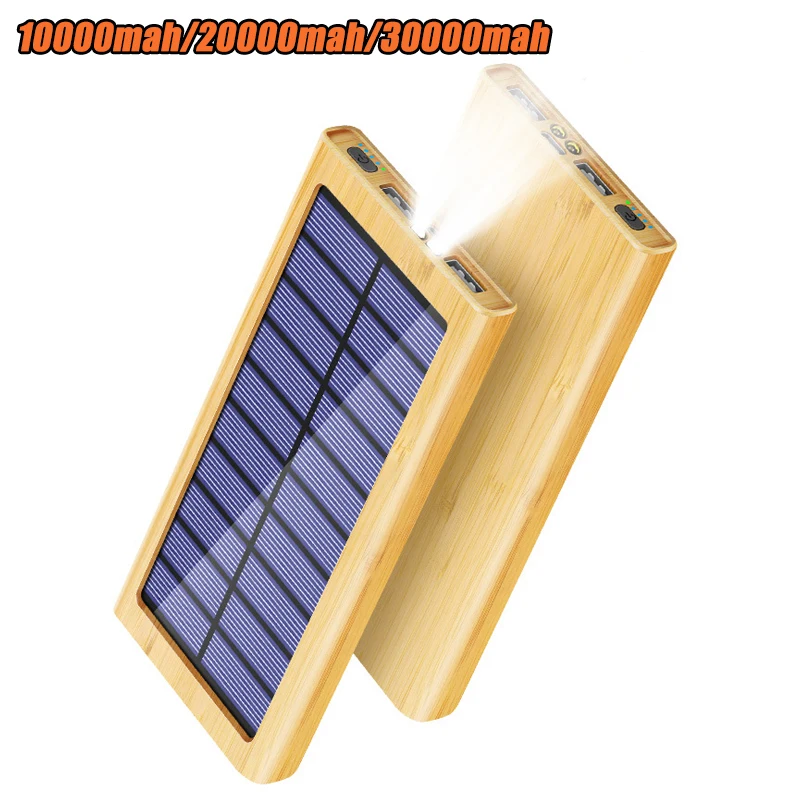 

20000mah Solar Power Bank Dual USB Output Portable Charger Fast Charging 30000mah Powerbank With LED Light For iPhone Xiaomi