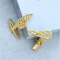 wedding cufflink for men fashion upscale personalized angel wings french shirt silvergold cufflink stainless steel jewelry gift