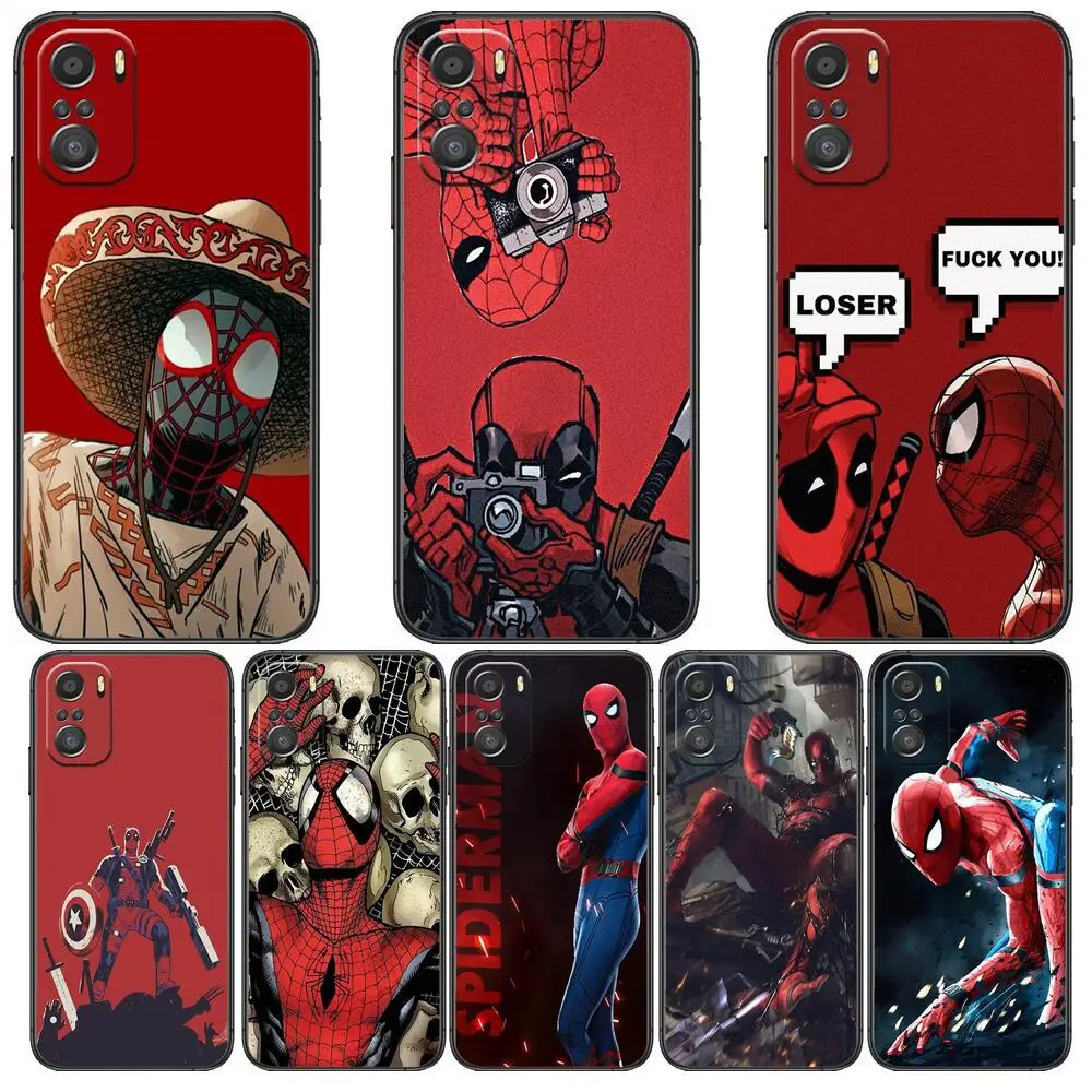 

Deadpool Spider Man Phone Case For xiaomi mi 11 Lite pro Ultra 10s 9 8 MIX 4 FOLD 10T 5g Black Cover Silicone Back Prett