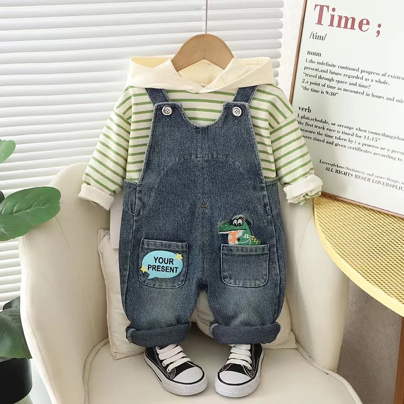 Весенне-осенняя новая детская одежда полосатая рубашка с капюшоном и длинными