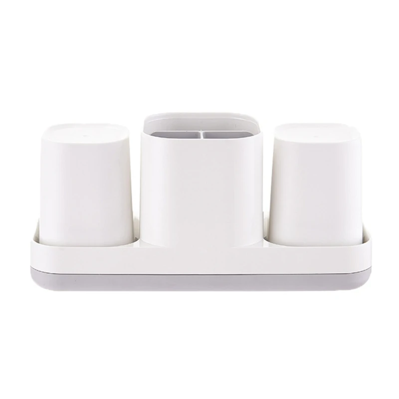 Bathroom Toothbrush Holder with 2 Cups Tooth Brushing Holder Bathroom Organizer Countertop Electric Toothbrush Holder