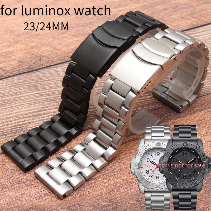 Фото Браслет из твердой нержавеющей стали 23 мм, 24 мм для luminox 3501 8831 3749 3741 3051 3160 3080 6402 для мужских часов militarysilver №1