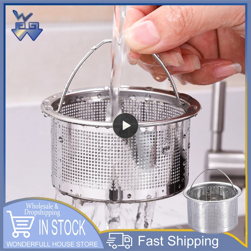

304 Stainless Steel Kitchen Sink Strainer Catcher Stopper Fine Mesh Sink Drain Plug With Handle Anti-clogging Kitchen Filters