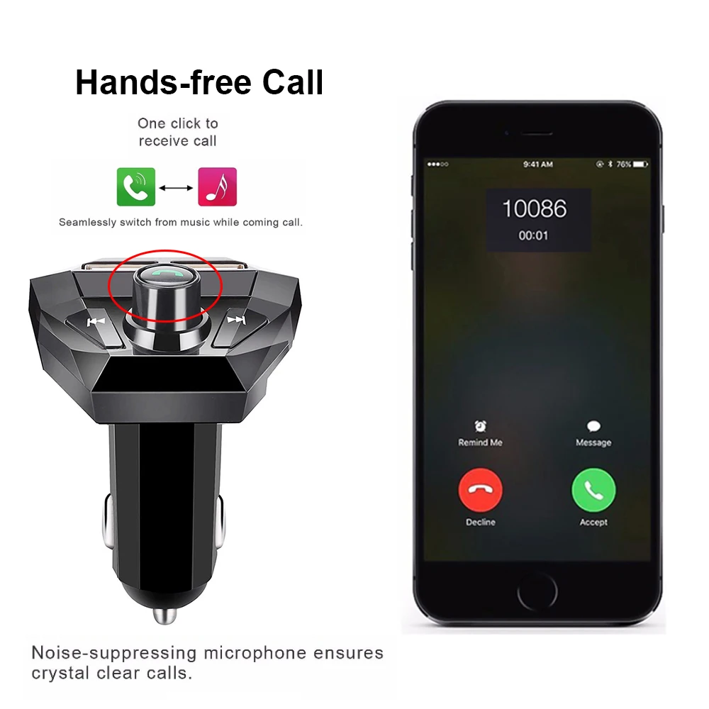 Автомобильный Bluetooth-совместимый FM-передатчик 5 0 беспроводной аудио-приемник