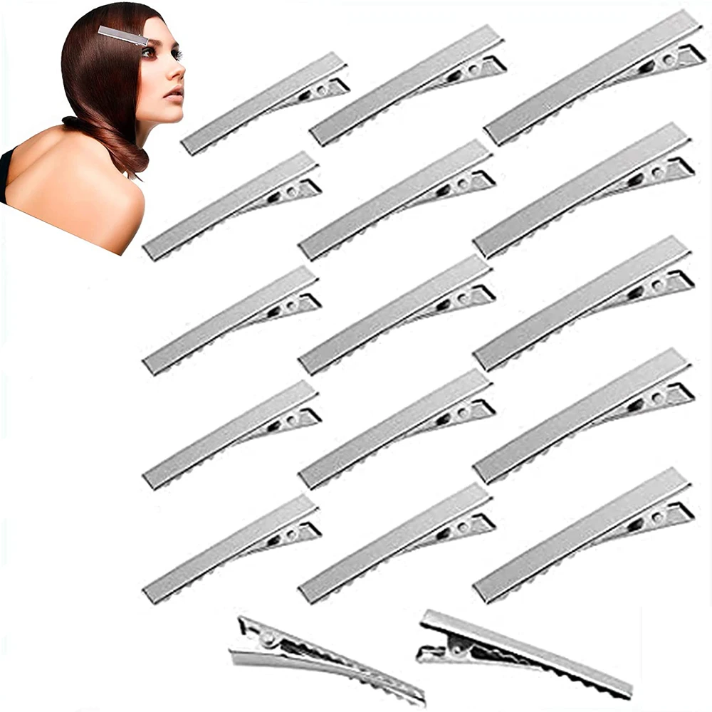 

10/20pcs Silver Flat Metal Single Prong Alligator Hair Clips Barrette For Bows DIY Accessories Hairpins 6cm/8cm