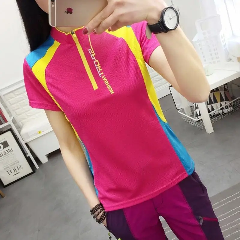 

Футболка женская быстросохнущая с коротким рукавом, тонкая спортивная рубашка для походов и альпинизма, топ в стиле пэчворк, на лето