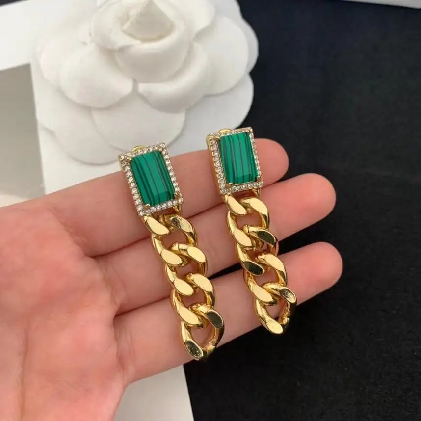 

European and American style zircon long tassel earrings