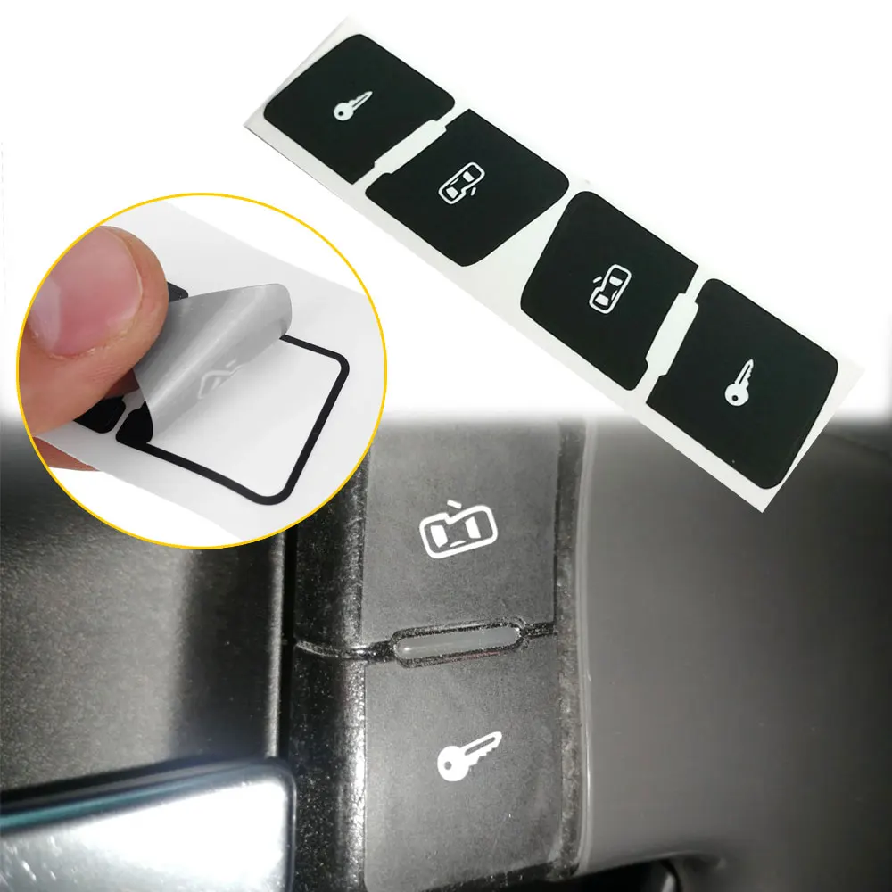 Наклейки для ремонта кнопок управления замком двери автомобиля Matte Black New Left+Right для Audi A3L.