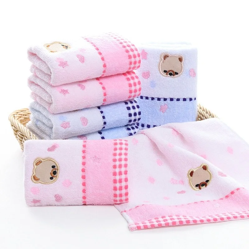 

1 pcs 100%Cotton Cartoon Bear Jacquard Children Face Towel Soft Absorbent Cute Small Bath Towel 25*50cm