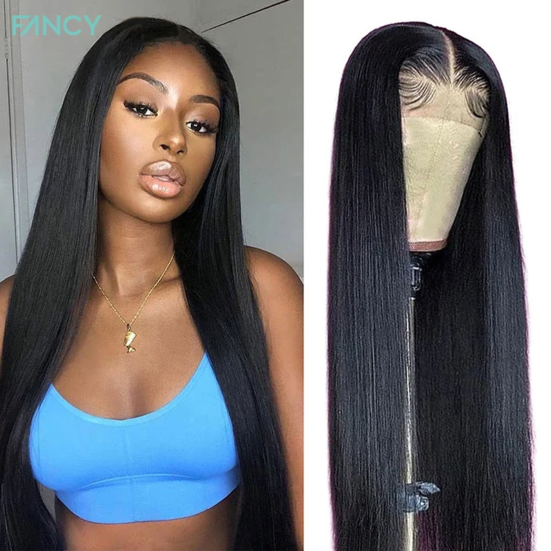 Fancy 13x4 Lace Front Wigs Straight Hair Brazilian Human Hair Lace Closure Wigs For Black Women 4x4 Lace Front Wigs Pre Plucked