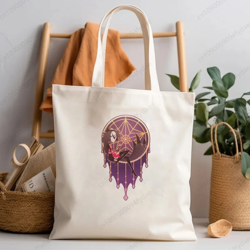 Холщовые простые сумки для покупок с мультяшным принтом Helluva Boss модная