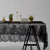 black lace tablecloth hotel restaurant coffee table tablecloth lace placemat suitable for wedding party banquet table decoration