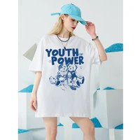 new women white cotton t shirt summer 2022 trend loose design o neck short sleeve oversized tee tops casual lovers t shirt