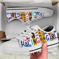 bkqu license plate racing girl white vulcanized sneakers comfortable shoes women autumn spring 2022 fashion sneakers