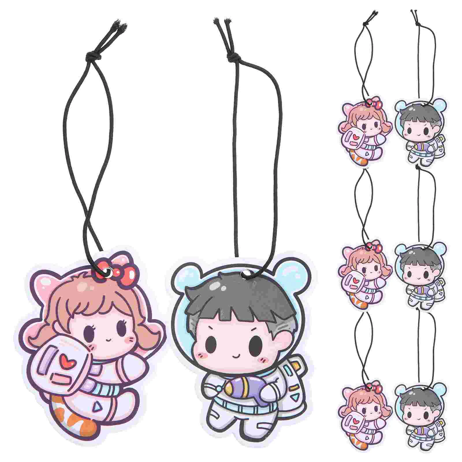 

8 Pcs Chip Car Rearview Mirror Hanging Decor Interior Accessories Pendant Cute Air Freshener Paper Fresheners Men Miss