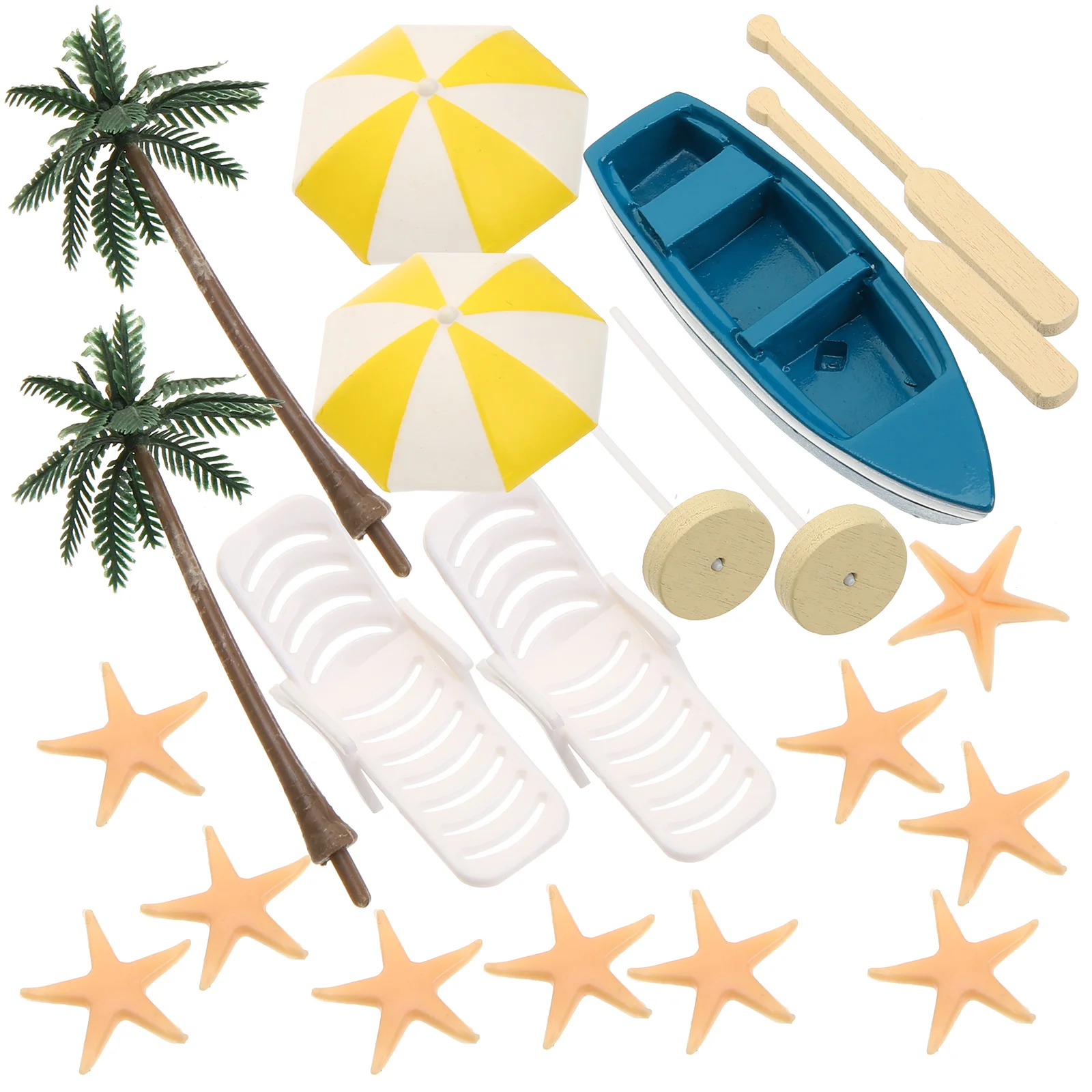 

17 Pcs Mini Dolls Beach Decoration Miniature Crafts Tiny Umbrella Swimming Pool Accessories Synthetic Resin Ornament Seaside