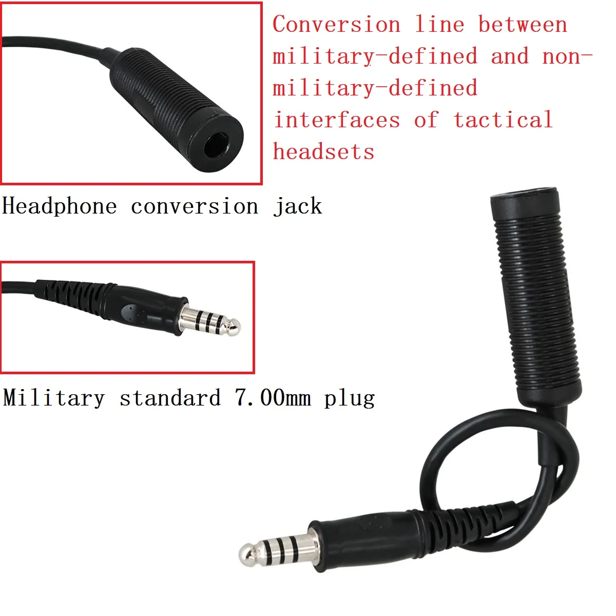 TS TAC-SKY tactical headset military version and non-military version converted into a normal communication conversion line
