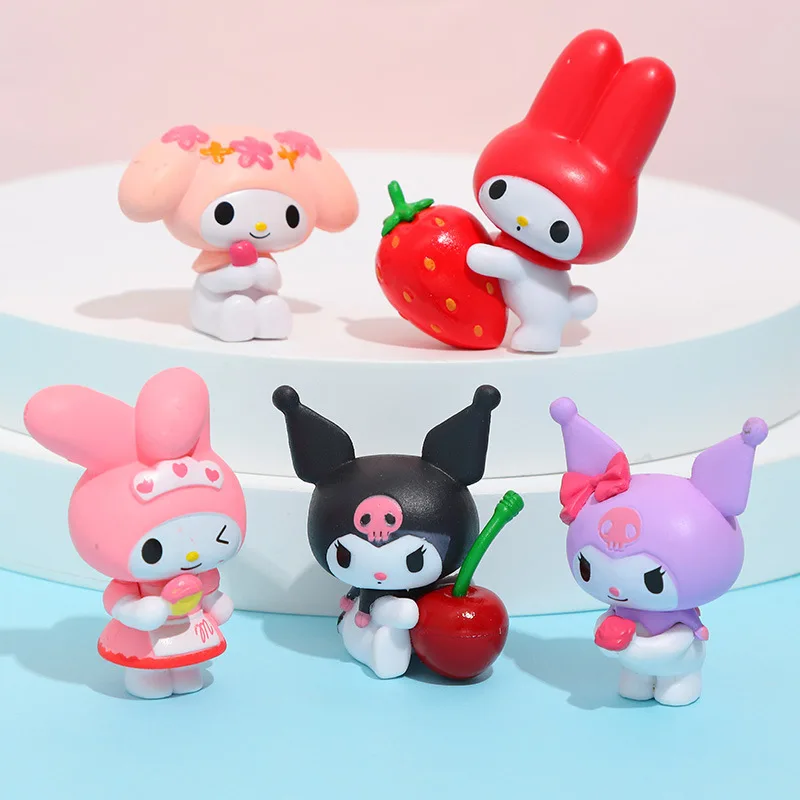 

Симпатичные Аниме фигурки Sanrio, кукла, серия фруктов, мой мелодия, Куро, чехол для телефона, наклейка, украшение для рабочего стола, «сделай са...