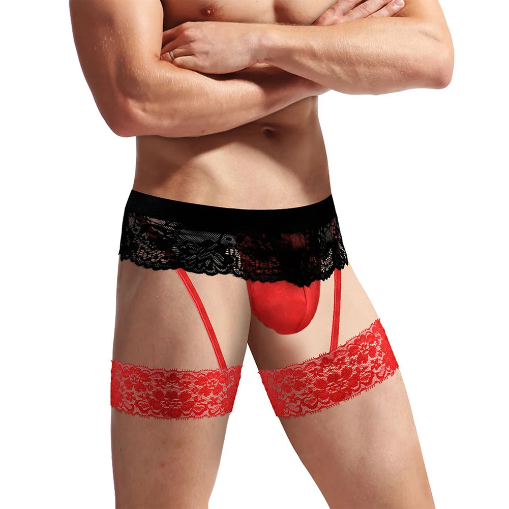 

Sexy Men Maid Bikini Pouch G-String Underwear Briefs Lace Sissy Pouch Panties Thong Open File T-Panties Lingerie G-String