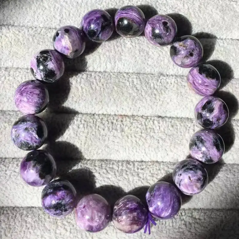 

(4) Approx12mm AKAC natural charoite bracelet send randomly