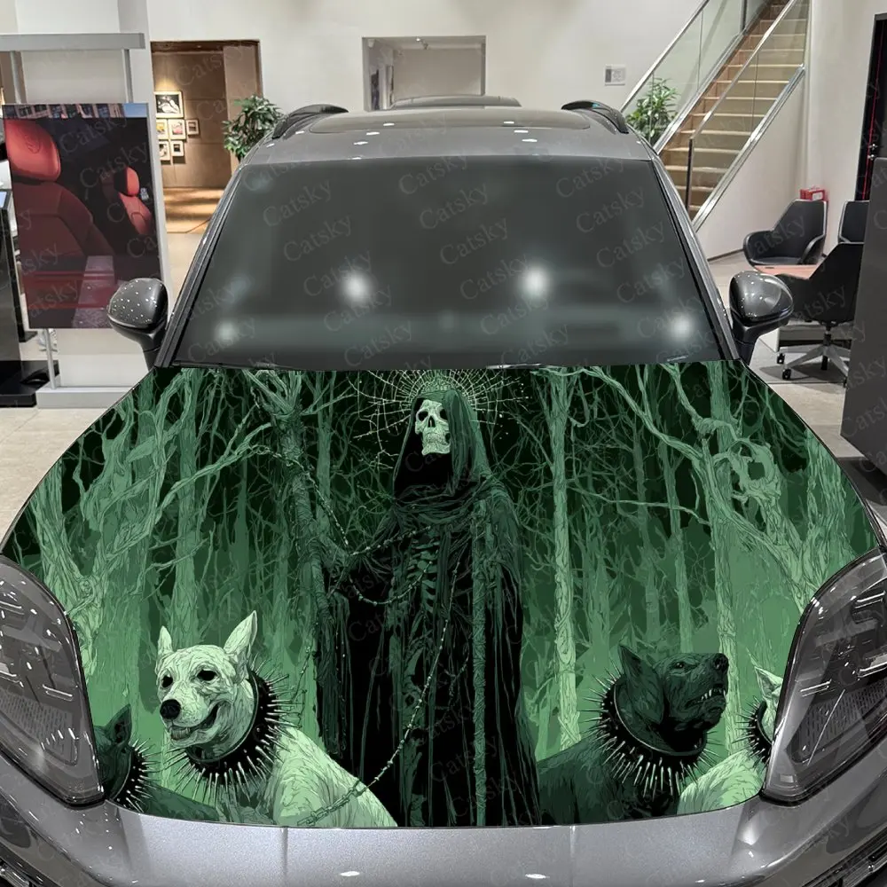 Eerie Forest Green Reaper & Hounds наклейки на капот автомобиля, автомобильные наклейки с декоративным рисунком, самоклеящаяся устойчивая к царапинам палочка для автомобиля (art.: 3920d45ec82dd) - 3920d45ec82dd