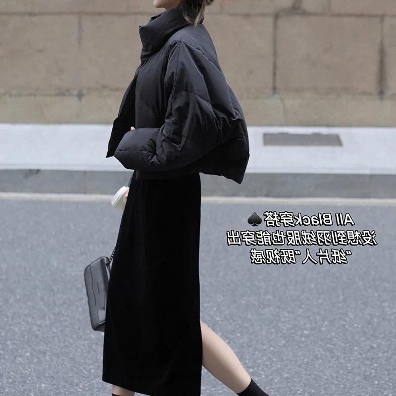 Stylish Temperament Stand Collar Short Cotton Jacket Women's Winter Coat 2022 New Solid Color Blouse Women's Clothing Jackets