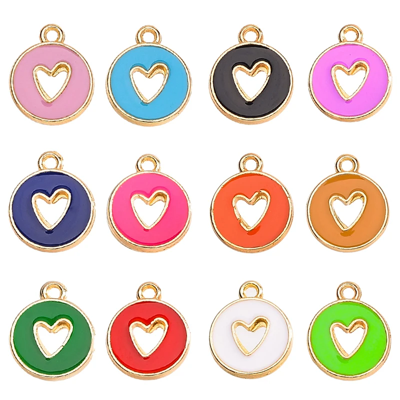 

20Pcs12×14mm Multicolor Love Heart Round Charm Alloy Pendant For Earrings Jewelry Making Supplies DIY Accessories Wholesale