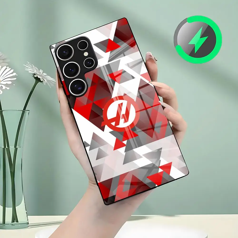 Фото Чехол для телефона с логотипом команды H-haaSES для Samsung S26 S25 S24 S23 S22 S21 S20 Ultra Plus FE, стеклянный чехол с поддержкой Magsafe. №3