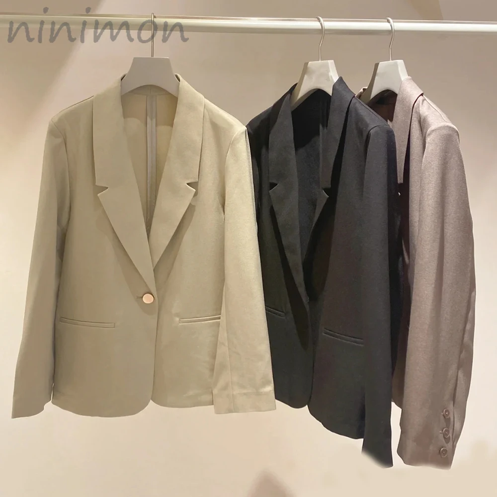 

NINIMON Женский блейзер, универсальный пиджак, офисные женские блейзеры, свободное классическое пальто, Женский шикарный костюм, верхняя одежда