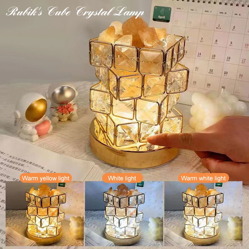 

Хрустальная солевая руда лампа Кубик Рубика креативные настольные лампы USB прикроватная ночник детская для украшения стола подарки на день рождения