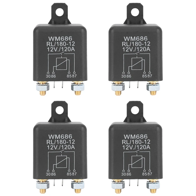 

4X DC 12V Relay Battery Isolating Relay 12V / 120A Peak Load For Car Trucks Car (12V / 120A)