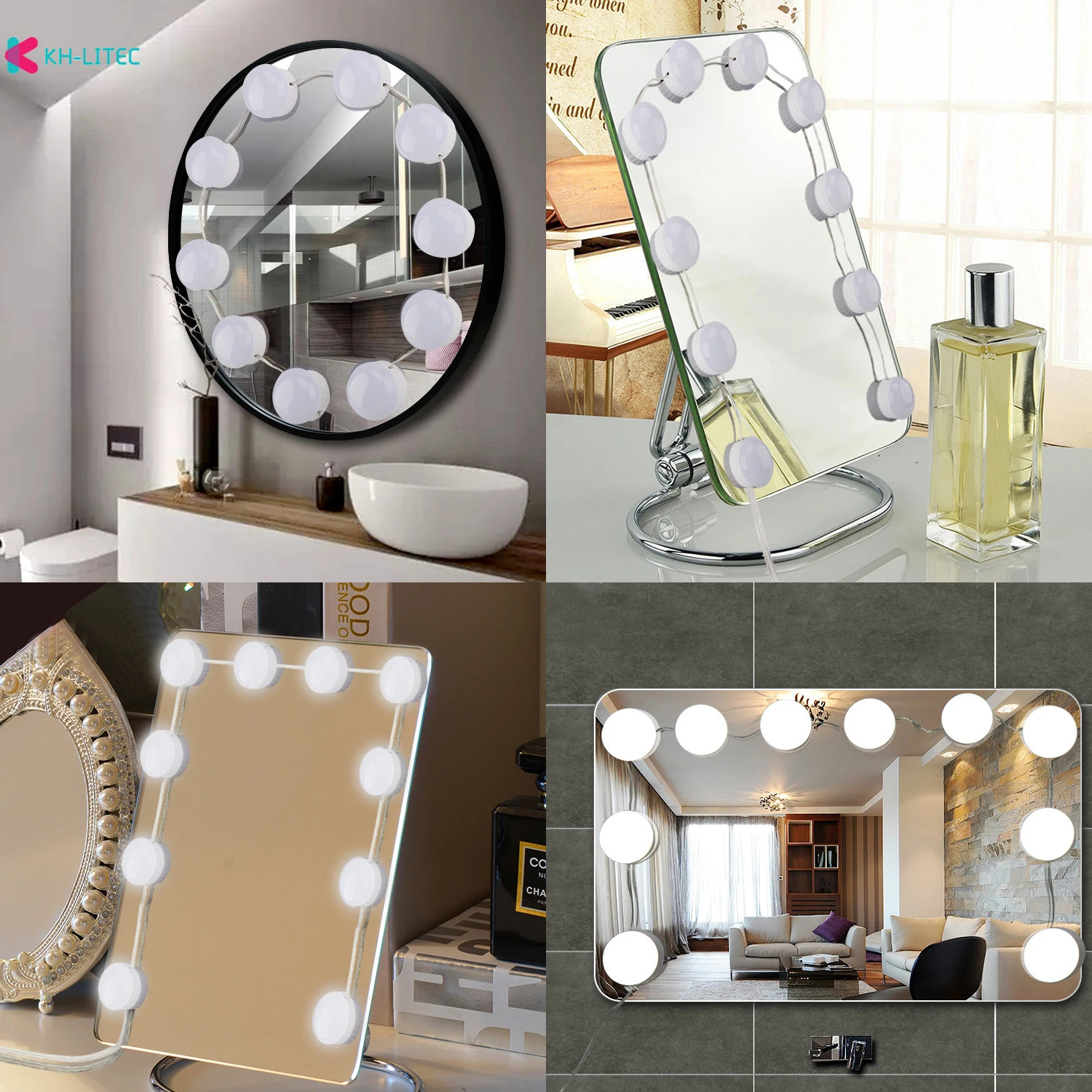 

LED Make up Mirror Light Bulbs USB Hollywood Vanity Makeup Mirror Lights Bathroom Dressing Table Lighting Dimmable LED Wall Lamp