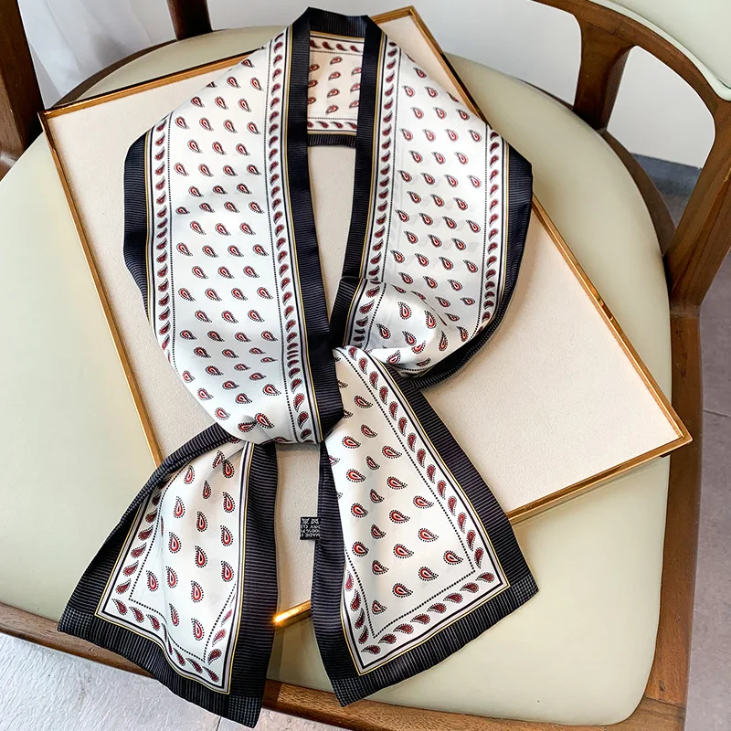 Шелковые искусственные женские шарфы для женщин роскошная повязка на голову 2022