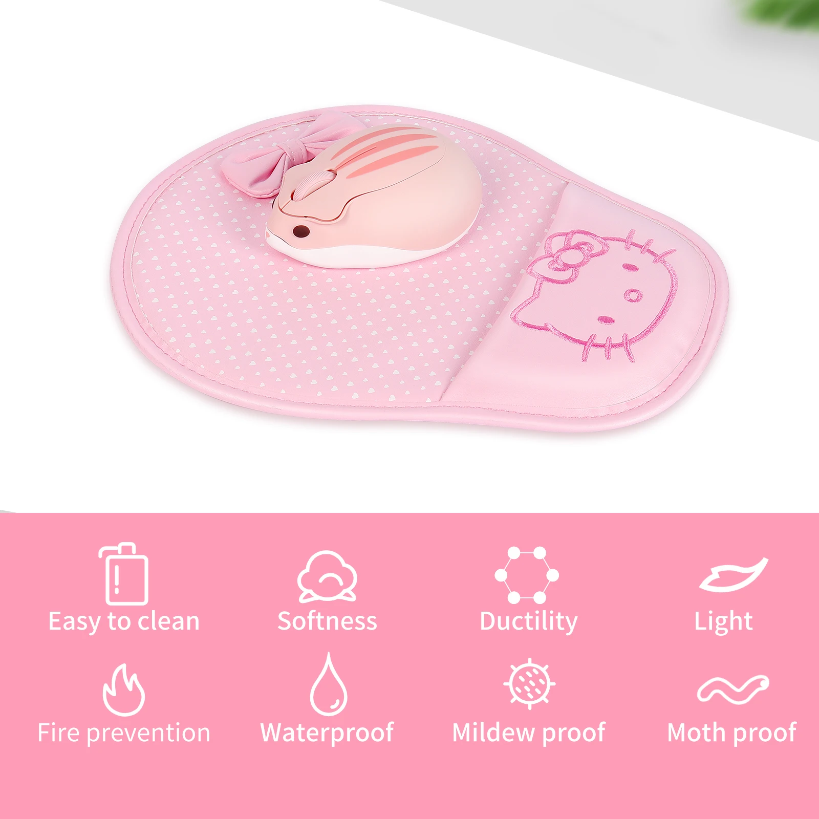 

Pink Wrist Rest Mouse Pad Wristband Comfortable Keyboard Mice Mat Non-Slip Rubber Office Mousepad With Support Pad For PC Gaming