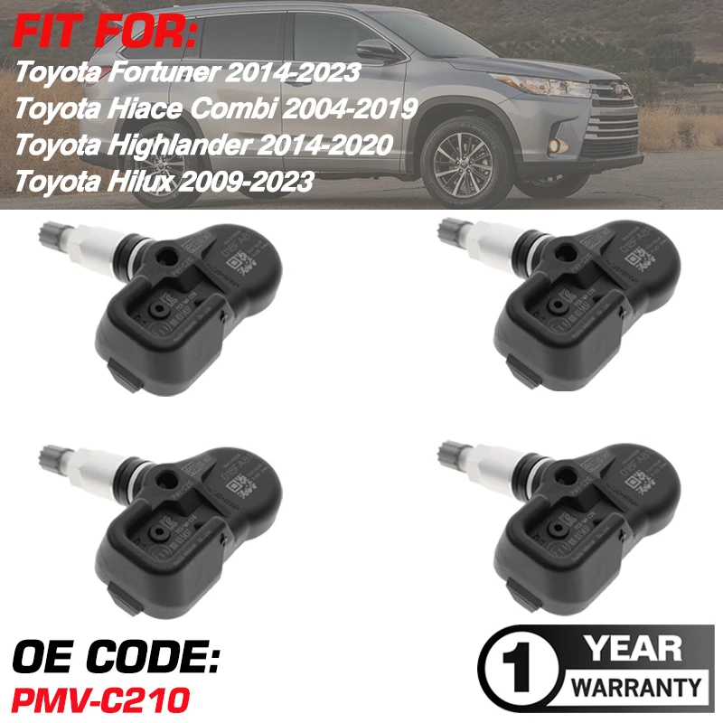 433 МГц для Toyota Highlander 2014-2020 Hilux 2009-2023 Fortuner 2014-2023 датчик давления в шинах