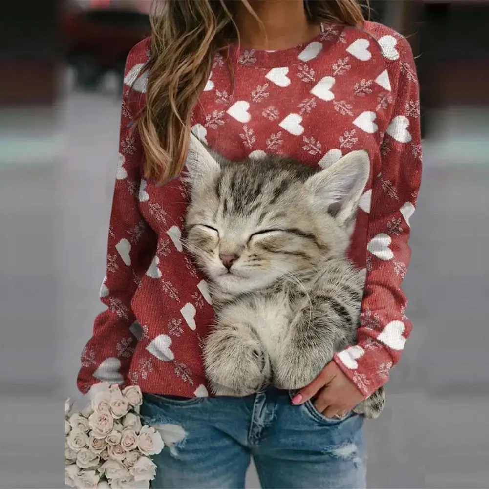 

Sweatshirt Round Neck Lady Spring Top Animal Pattern Women Spring Top
