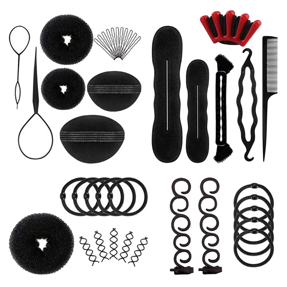 

Safe Nice Chic Durable Hair Pieces Hair Bun Maker Hair Styling Tool 1 Set 13Pcs Chignon Maker