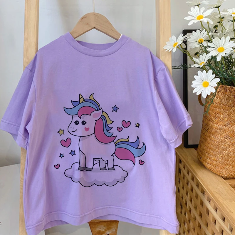 

Unicorns For Girls Cartoon Clothes Boy Fashion Costume Girls 2022 Summer T Shirt Anime Children's Clothing 2 Years And 7 Years